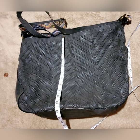 Wilsons Leather Dark Grey Rivet Brand Large Crossbody - Picture 10 of 11